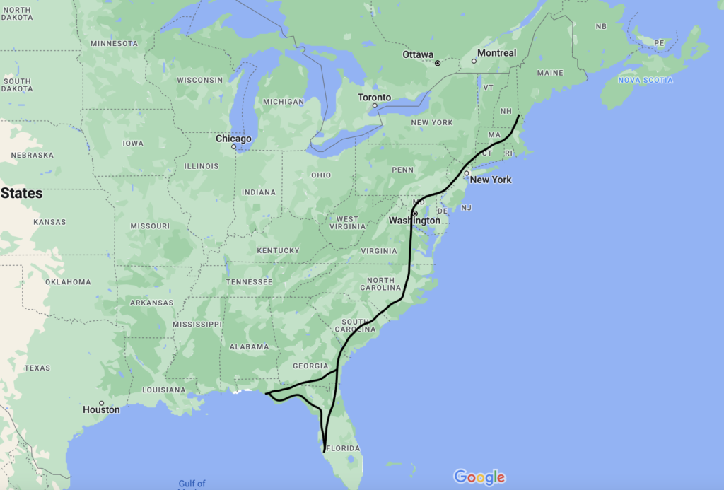 East Coast Road Trip Route | Millennial Snowbirds